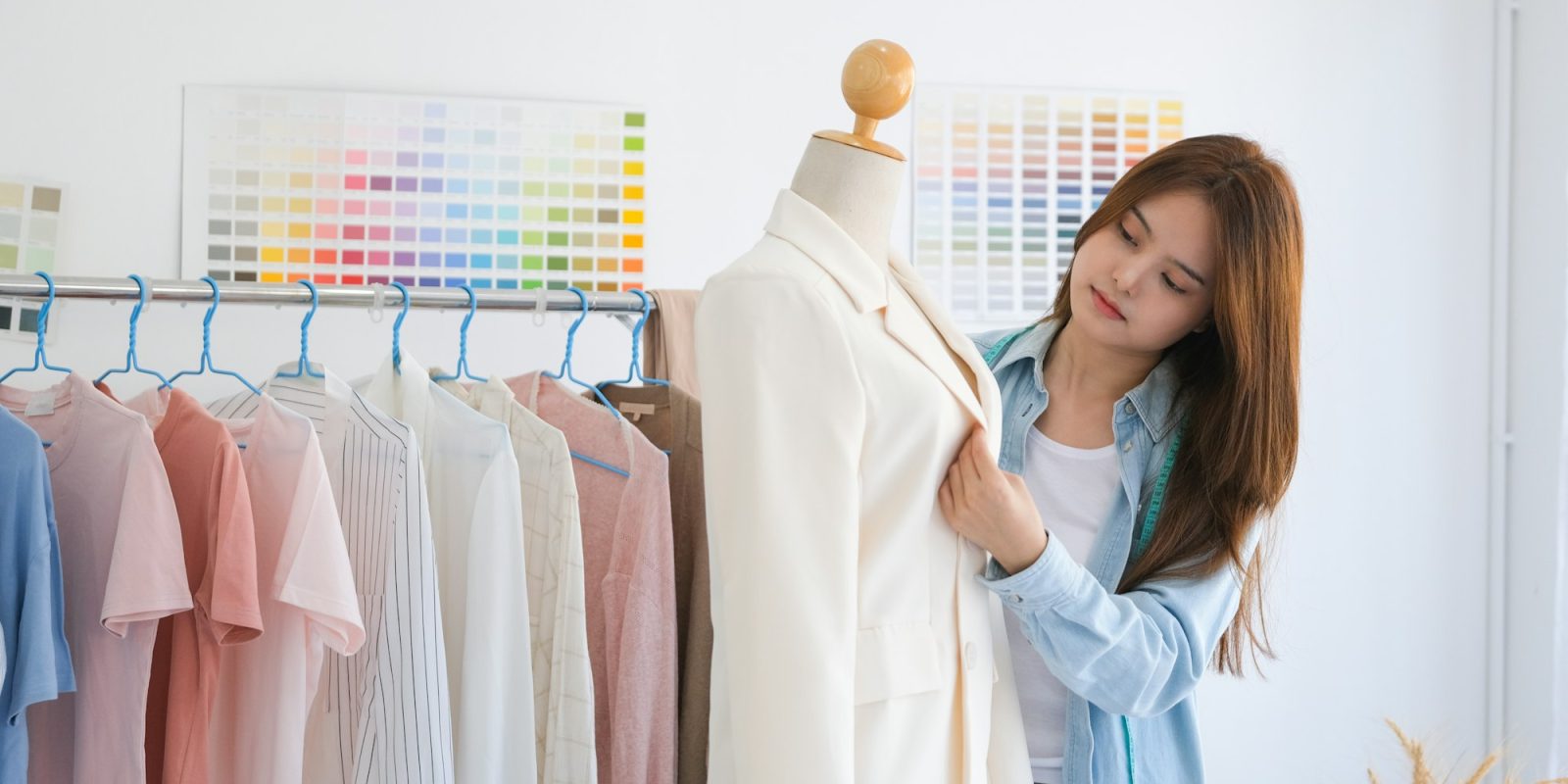 Fashion designer working in studio