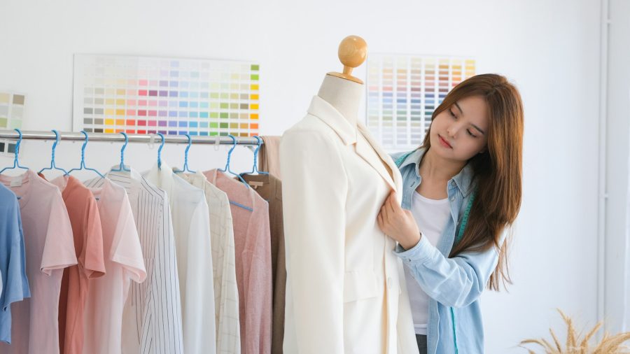 Fashion designer working in studio