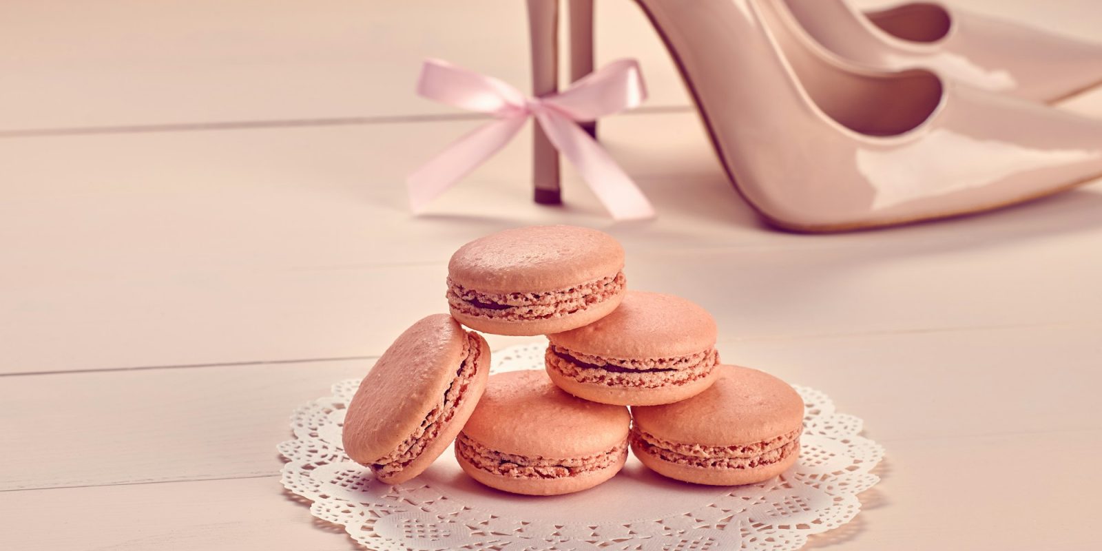 Woman essentials, fashion high heels. Macarons